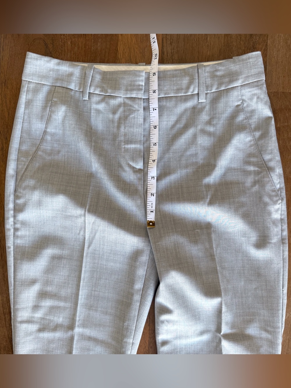 Theory Slim Straight Dress Trousers in Grey - Picture 9 of 9